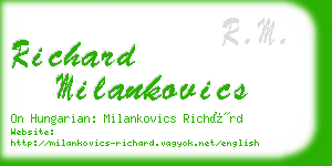 richard milankovics business card